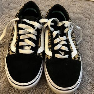 VANS Black and Leopard Print Sneakers